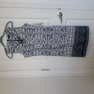 Navy blue patterned sleeveless dress NWT
